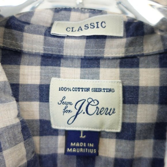 J Crew Shirt Mens Large Cotton Casual Button Up Check Blue Dress Classic - Picture 4 of 9